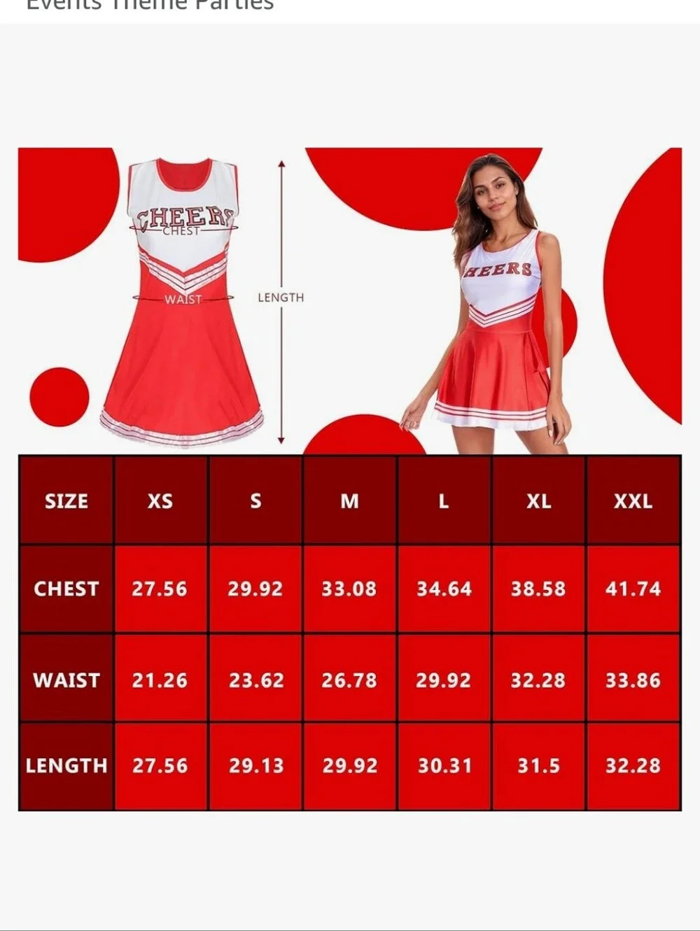 New Cheerleader Costume Dress with Pom Poms and Retro Socks - Red